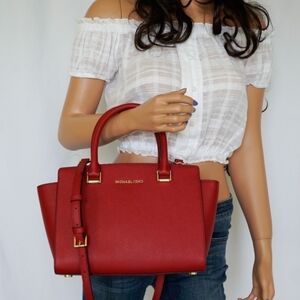 🏷1 DAY SALE🏷🍁Michael Kors Red Selma Medium Satchel🍁